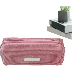 Trousse à Crayons en Velours Côtié – Rose Élégant