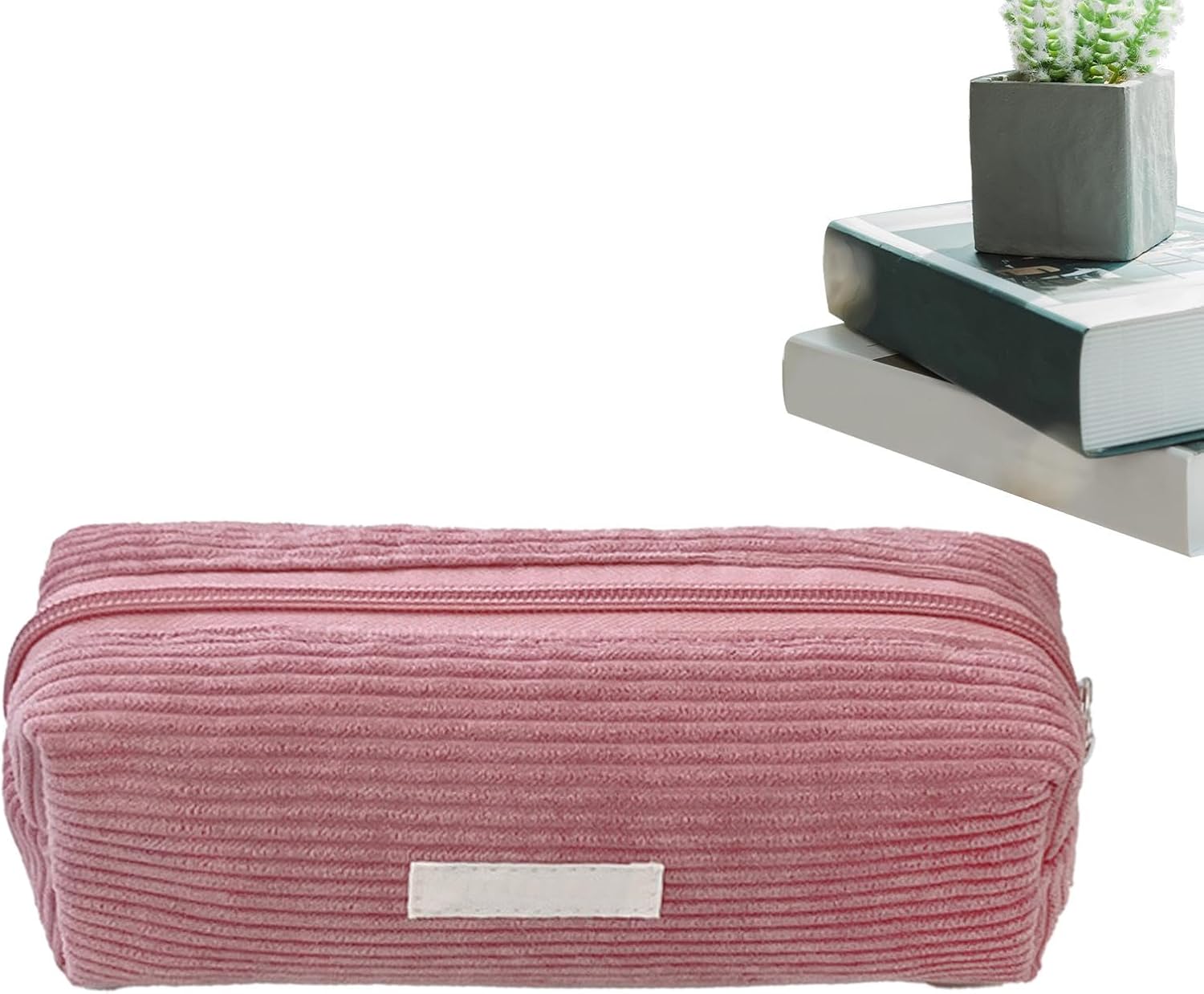 Trousse à Crayons en Velours Côtié - Rose Élégant