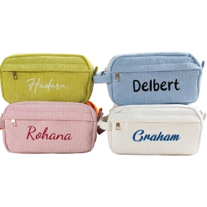 Trousse à Stylos Brodée Personnalisable en Velours
