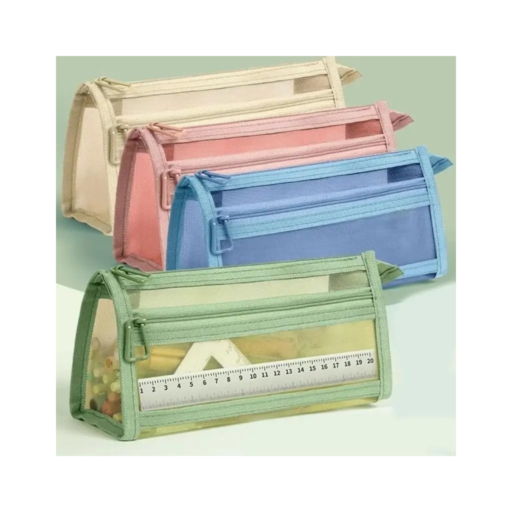 Trousse à Stylos Double Couche - Grande Capacité Verte