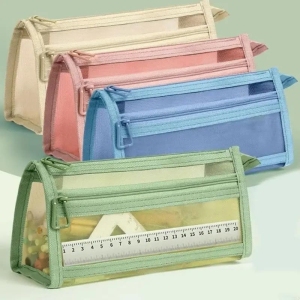 Trousse à Stylos Double Couche – Grande Capacité Verte