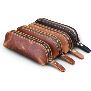 Trousse à Stylos Vintage en Cuir – Mini Pochette Pratique