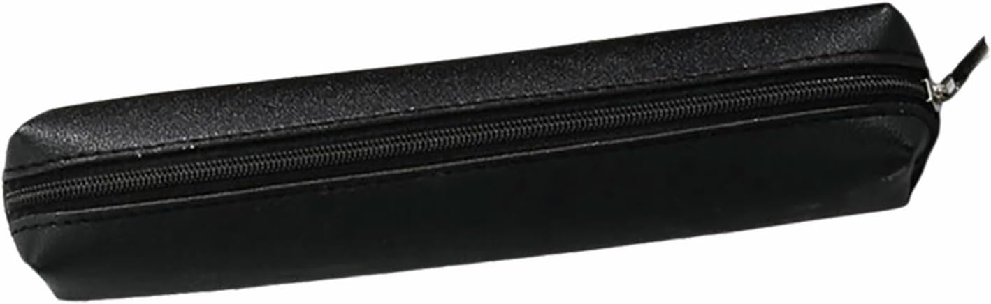 Trousse à crayons en cuir noire zippered