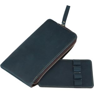 Trousse en Cuir Vintage – Étui Zippé 4 Stylos