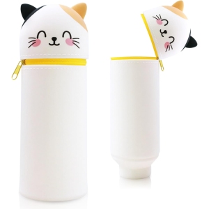 Trousse en Silicone Souple Motif Chat à Pois