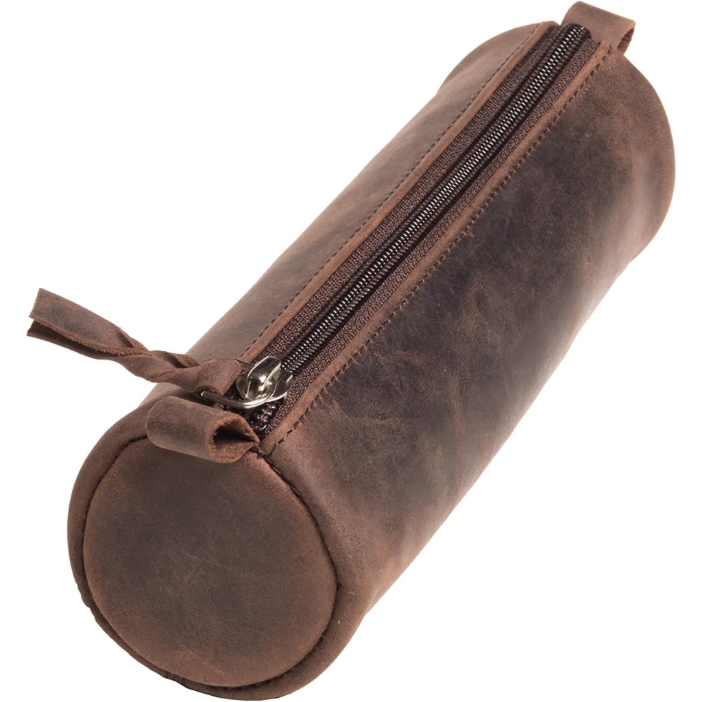 Trousse en cuir marron élégante et pratique