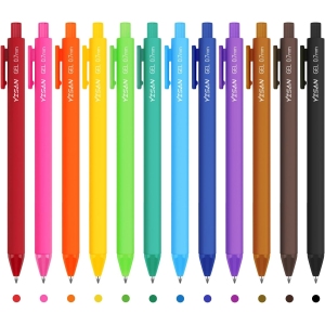 YISAN Stylo Gel Rétractable Multicolore – 12 Couleurs