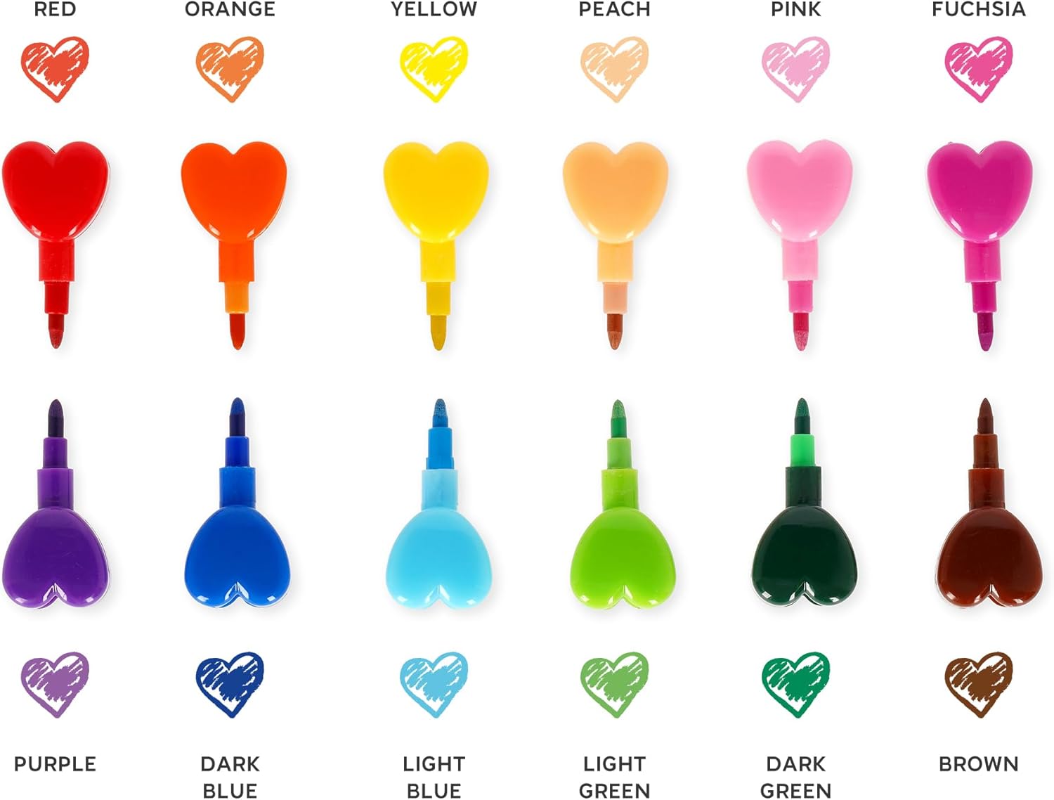 Crayons Empilables en Cœur - 12 Couleurs Pastel – Image 2