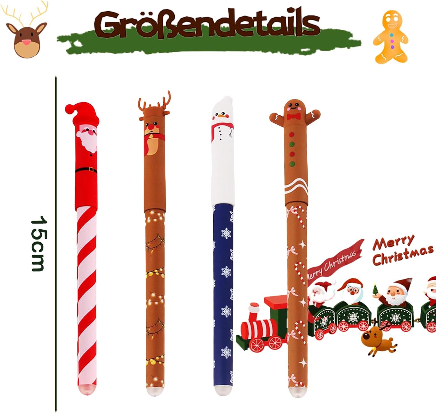 Lot de 4 Stylos Effaçables Noël – Image 2