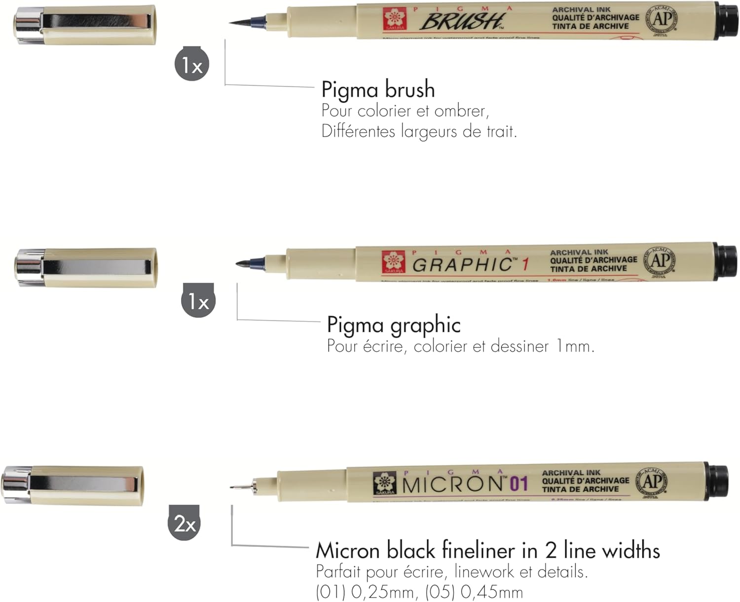 Lot de 4 Stylos Sépia Pigma Manga – Image 2