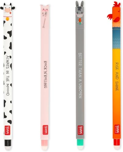 Lot de 4 Stylos Gel Effaçables Farm Sweet Farm Legami