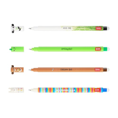 Set de 4 Stylos Gel Effaçables Dino Teddy Bear Panda Llama Legami – Image 2