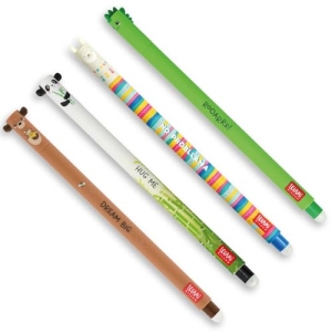 Set de 4 Stylos Gel Effaçables Dino Teddy Bear Panda Llama Legami