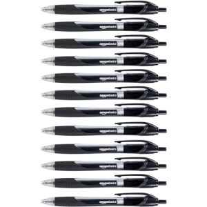 Lot de 12 Stylos Gel Rétractables Amazon Basics – Pointe Fine Noire