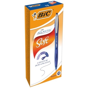 Stylo Bille Atlantis Soft BIC - Pointe Moyenne 1,0 mm Bleu - Boîte de 12