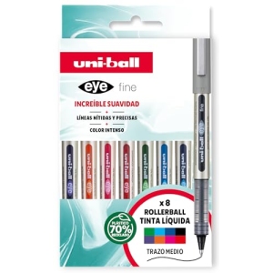 Stylo Roller Uni-ball UB-157 Lot de 8 Couleurs Assorties
