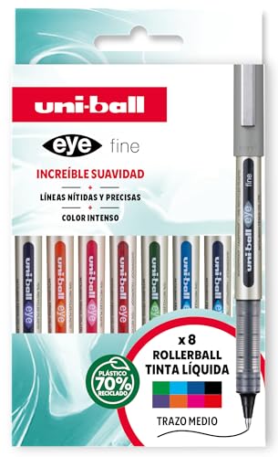 Stylo Roller Uni-ball UB-157 Lot de 8 Couleurs Assorties