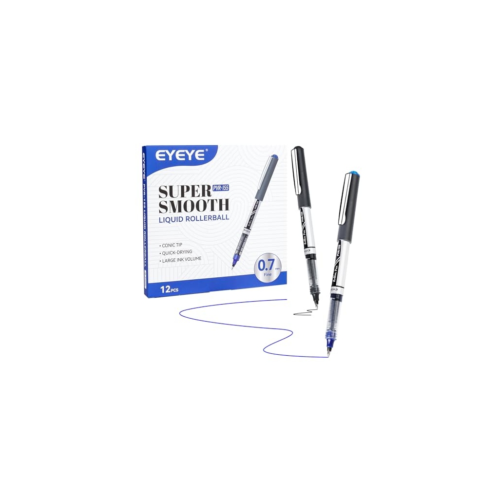 Lot de 12 Stylos Rollers EYEYE Pointe Fine 0,7 mm - Encre Liquide Séchage Rapide
