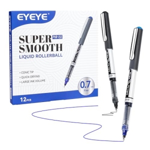 Lot de 12 Stylos Rollers EYEYE Pointe Fine 0,7 mm – Encre Liquide Séchage Rapide