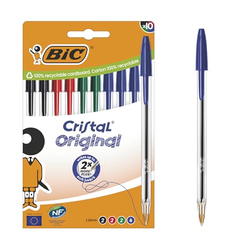 Stylo Bille Cristal Original BIC - Pointe 1,0 mm - Lot de 10