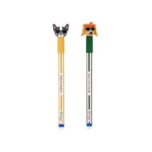 Set de 2 Stylos Effaçables Mr. Wonderful Bo-Bo Teckel et Bouledogue Français