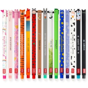 Lot de 15 Stylos Gel Effaçables Legami - Motifs Animaux