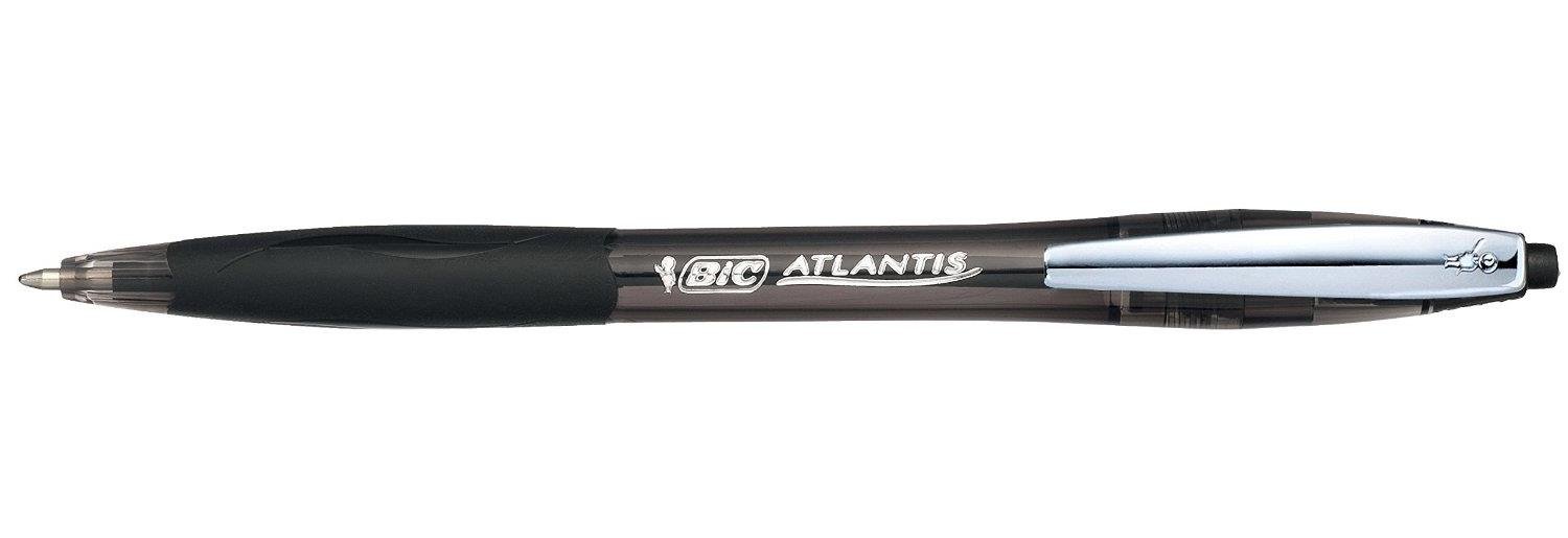 Stylo Bille Atlantis Soft BIC - Pointe Moyenne 1,0 mm Noir - Boîte de 12