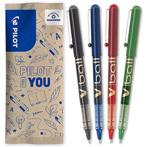 Lot de 4 Stylos Roller V-Ball 07 Pilot – Encre Liquide Pointe Moyenne