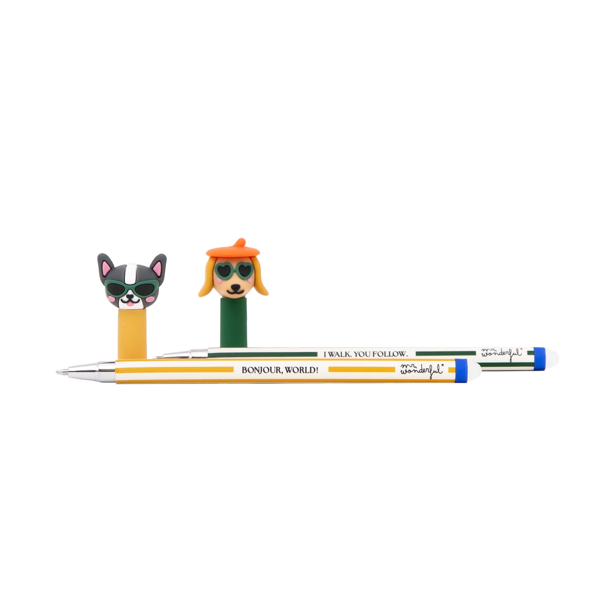 Set de 2 Stylos Effaçables Mr. Wonderful Bo-Bo Teckel et Bouledogue Français – Image 2