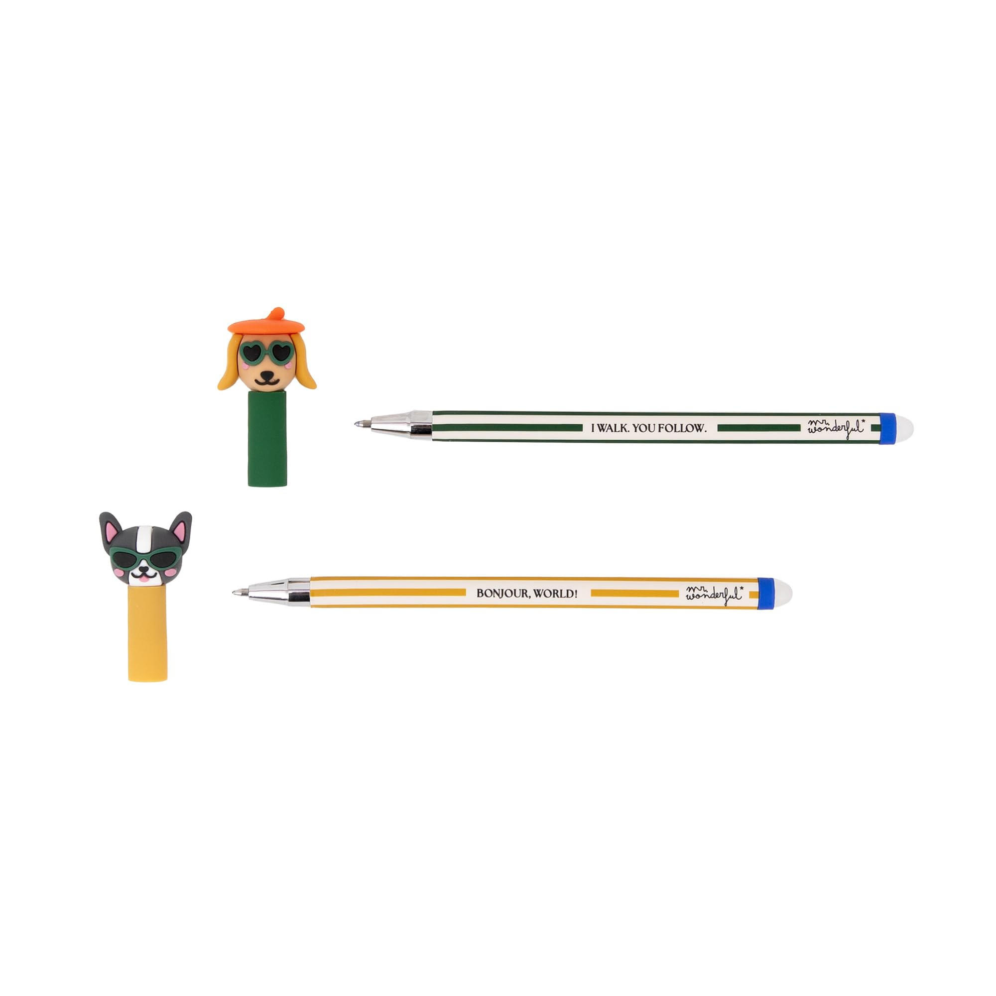 Set de 2 Stylos Effaçables Mr. Wonderful Bo-Bo Teckel et Bouledogue Français – Image 3