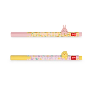 Lot de 2 Stylos Gel Lovely Friends Hoppy Easter Legami - Encre Rose et Violette