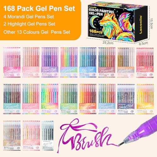 Lot de 168 Stylos Gel Couleurs Laconile - Paillette, Pastel, Métallique et Néon – Image 2