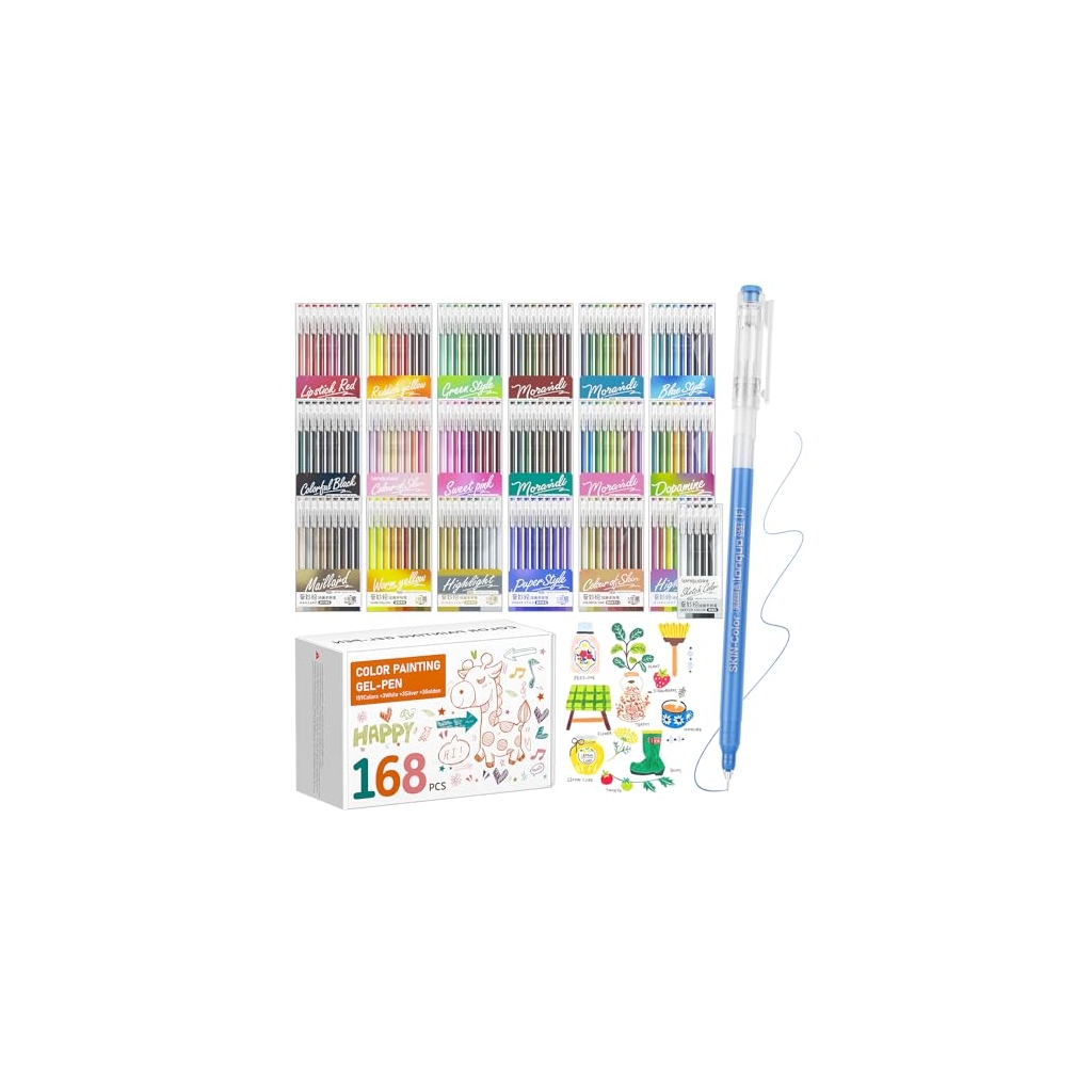 Set de 168 Stylos Gel TrendGate - Pointe Fine 0,5 mm - 162 Couleurs