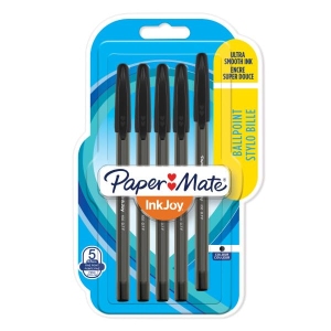 Stylo Bille InkJoy 100 ST Paper Mate - Pointe Fine 0,7 mm Noir Lot de 5