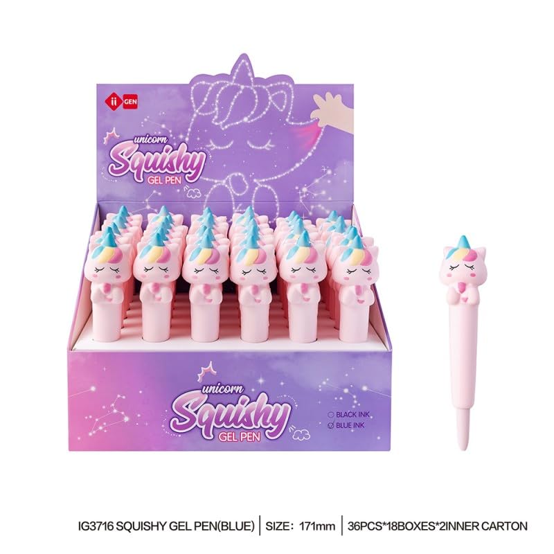 Stylo Gel Kawaii Licorne Squishy - Encre Bleue – Image 5