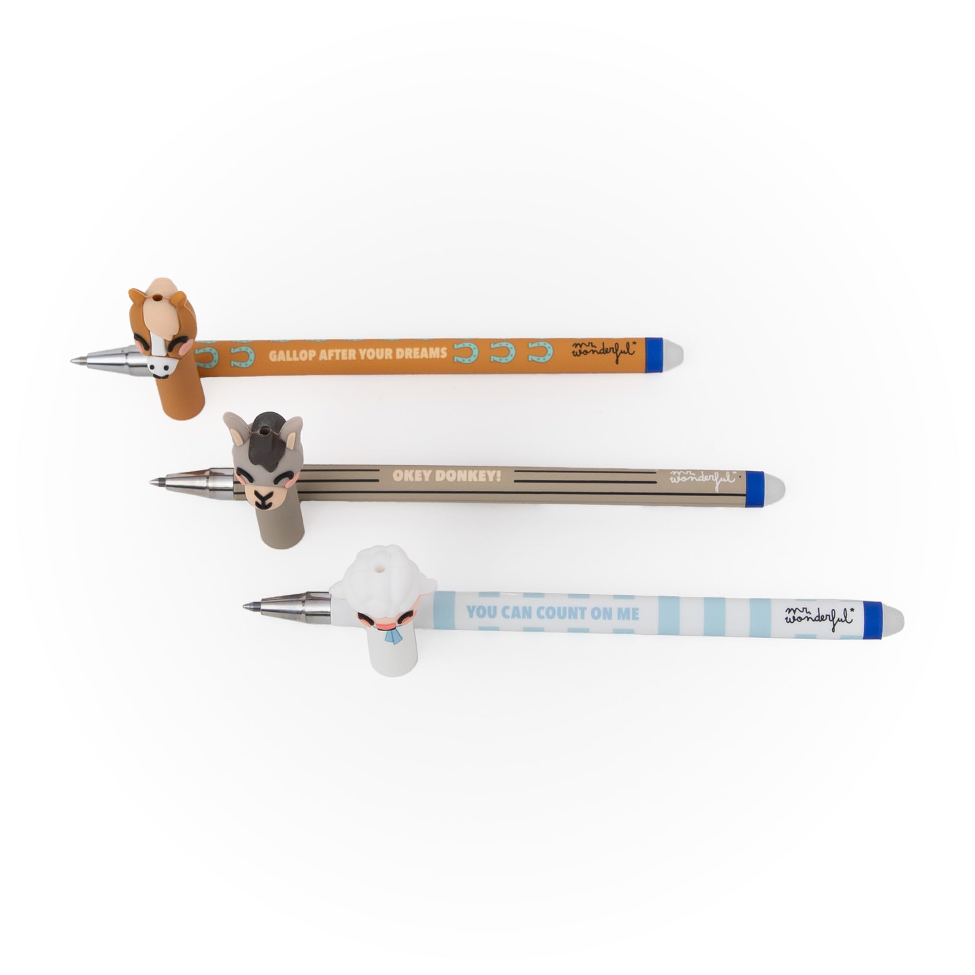 Set de 3 Stylos Effaçables Mr. Wonderful Bo-Bo Ferme Mouton, Âne et Cheval – Image 3