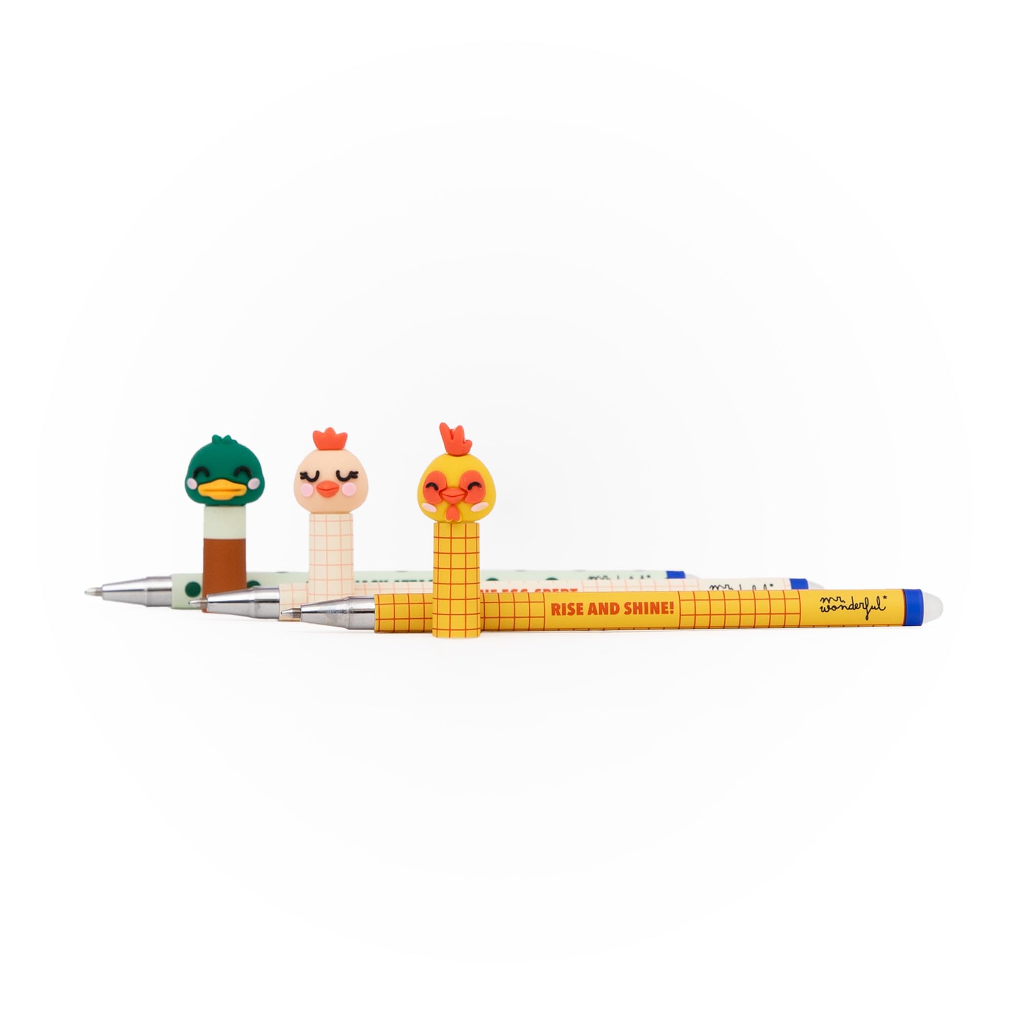 Set de 3 Stylos Effaçables Bo-Bo Ferme Mr Wonderful - Poule, Coq et Canard – Image 2