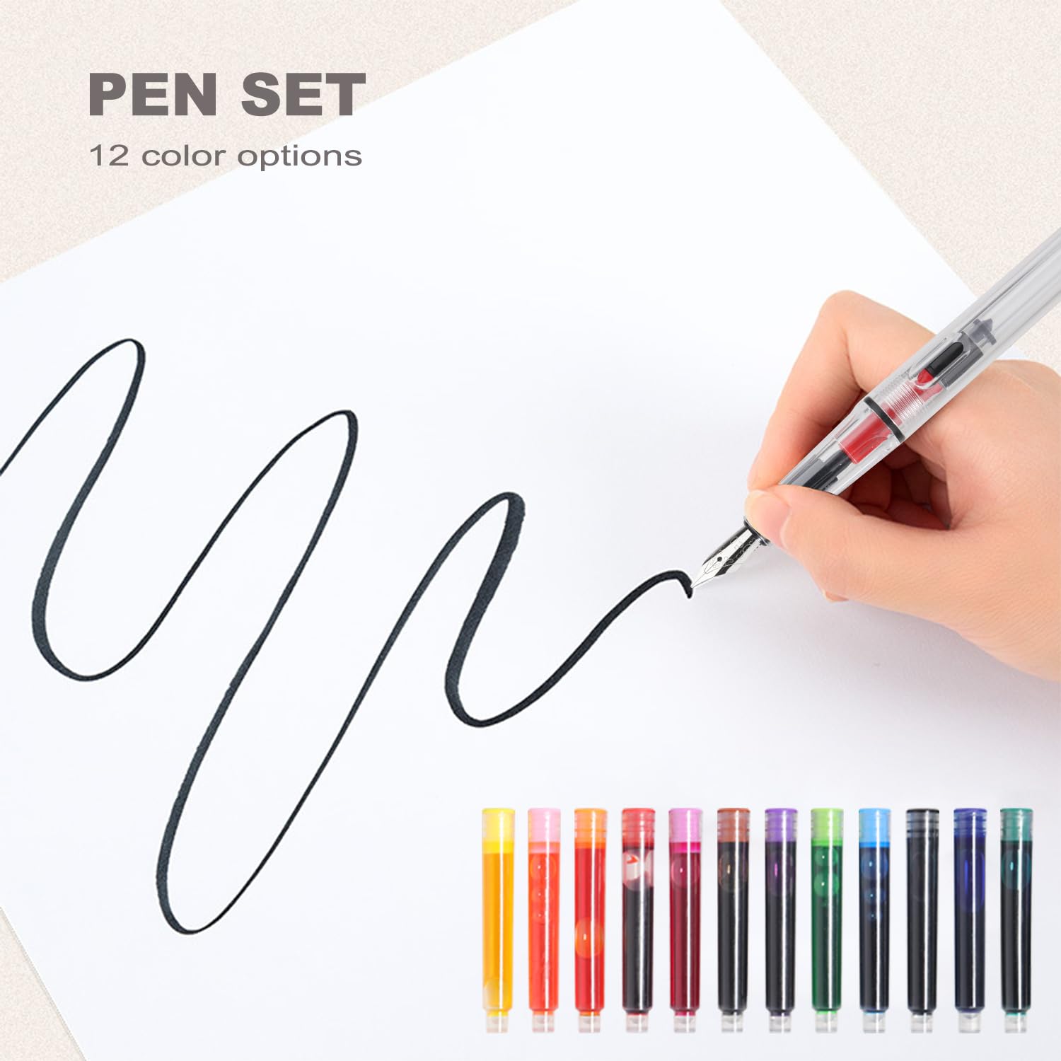 Lot de 8 Stylos Plume Calligraphie Demarsen avec 72 Cartouches 12 Couleurs – Image 3