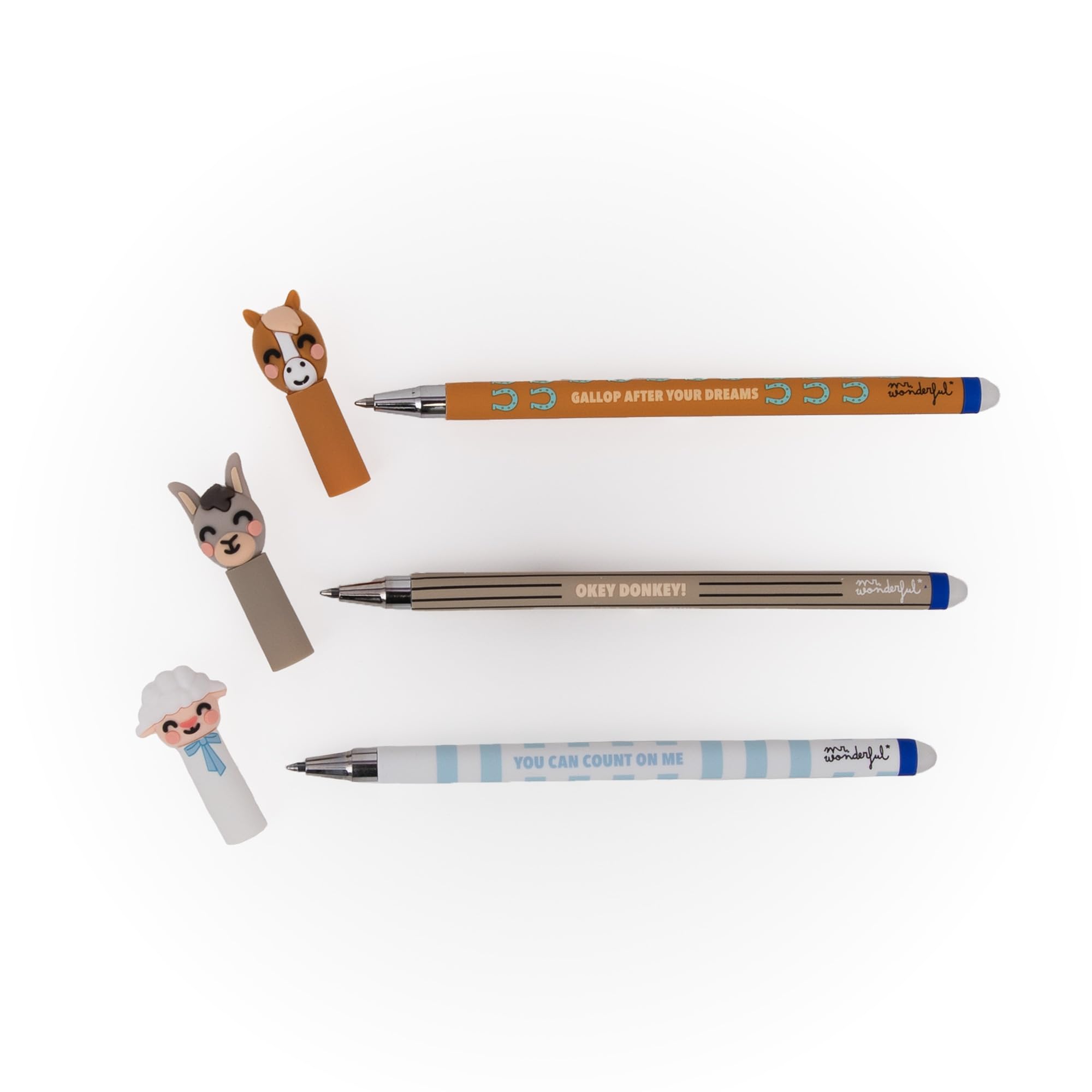 Set de 3 Stylos Effaçables Mr. Wonderful Bo-Bo Ferme Mouton, Âne et Cheval – Image 4