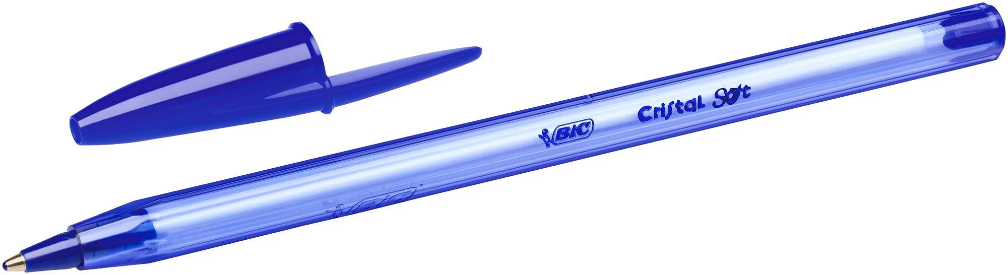 Stylo Bille Cristal Soft BIC - Pointe Moyenne 1,2 mm - Bleu, Pochette de 10 – Image 4