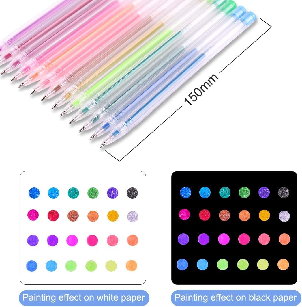 Lot de 48 Stylos Gel Pailletés Métalliques Neon Pastel - Marqueurs Multicolores – Image 5