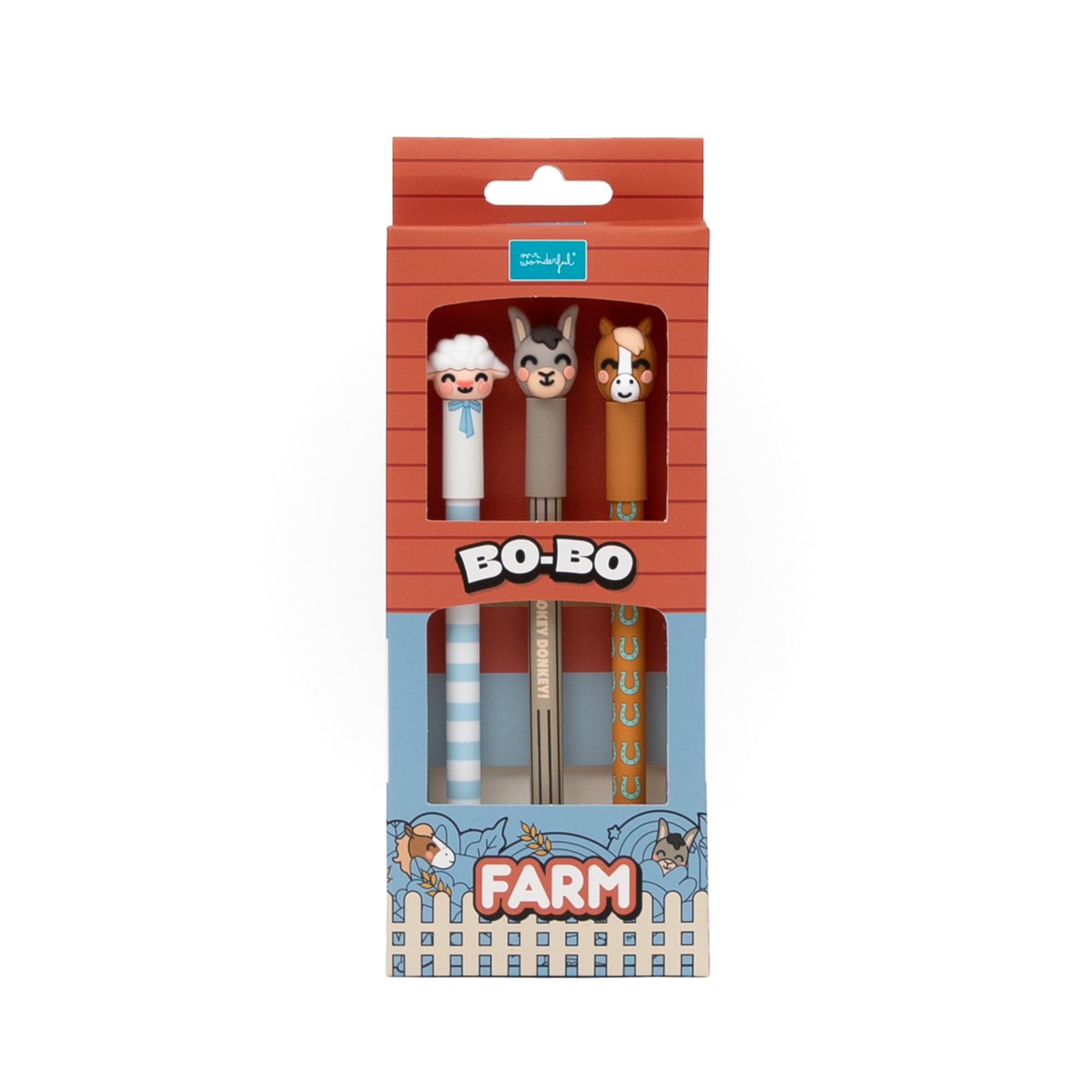 Set de 3 Stylos Effaçables Mr. Wonderful Bo-Bo Ferme Mouton, Âne et Cheval – Image 5