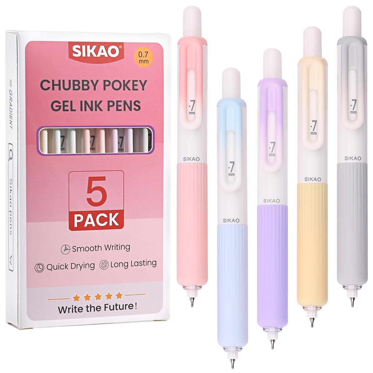 Lot de 5 Stylos Gel Roller Dégradé de Couleurs 0,7mm - Generic