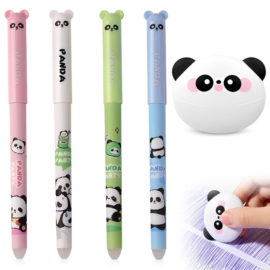 Lot de 4 Stylos Effaçables Panda CEJAS - Encre Thermosenible 0.5 mm