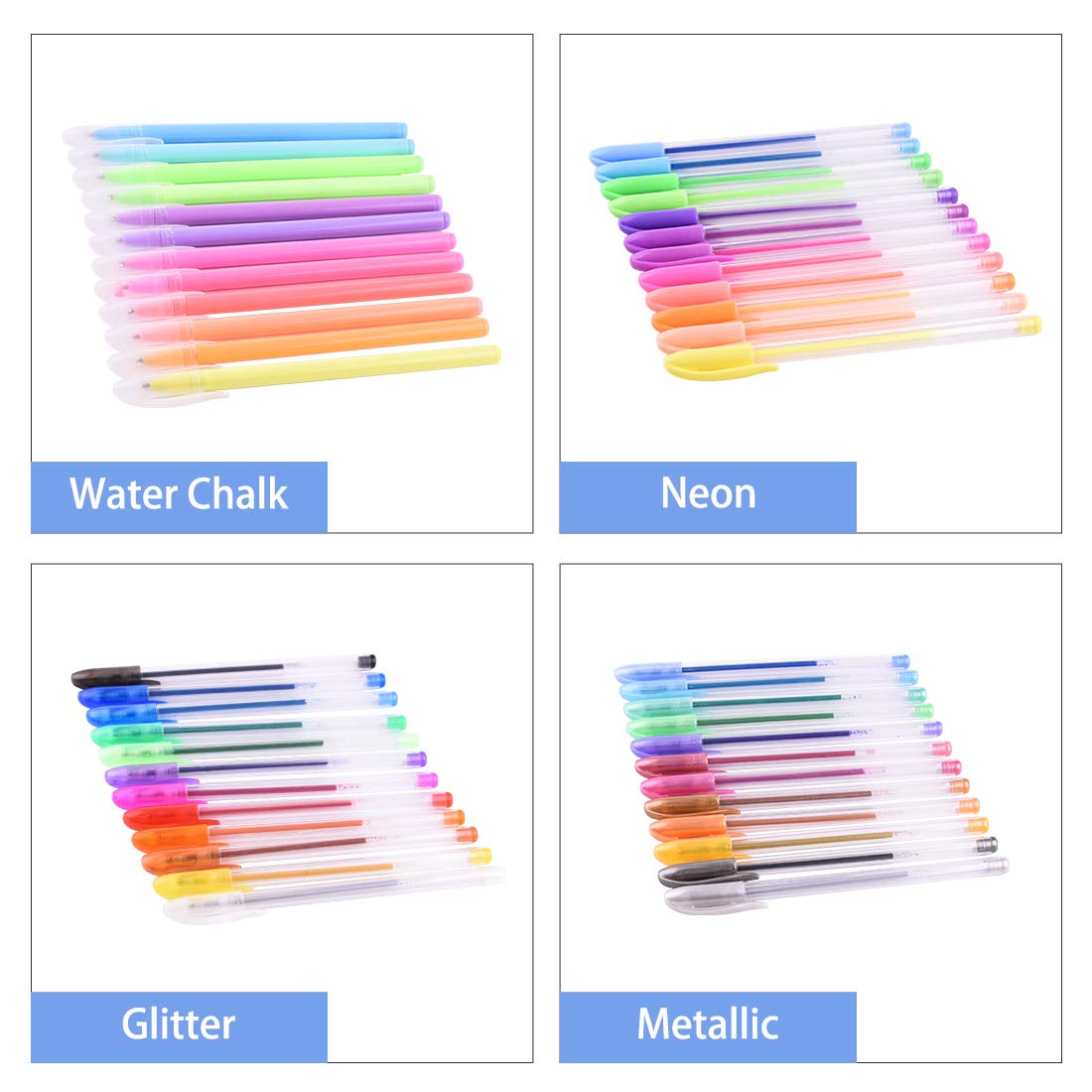 Lot de 48 Stylos Gel Pailletés Métalliques Neon Pastel - Marqueurs Multicolores – Image 3