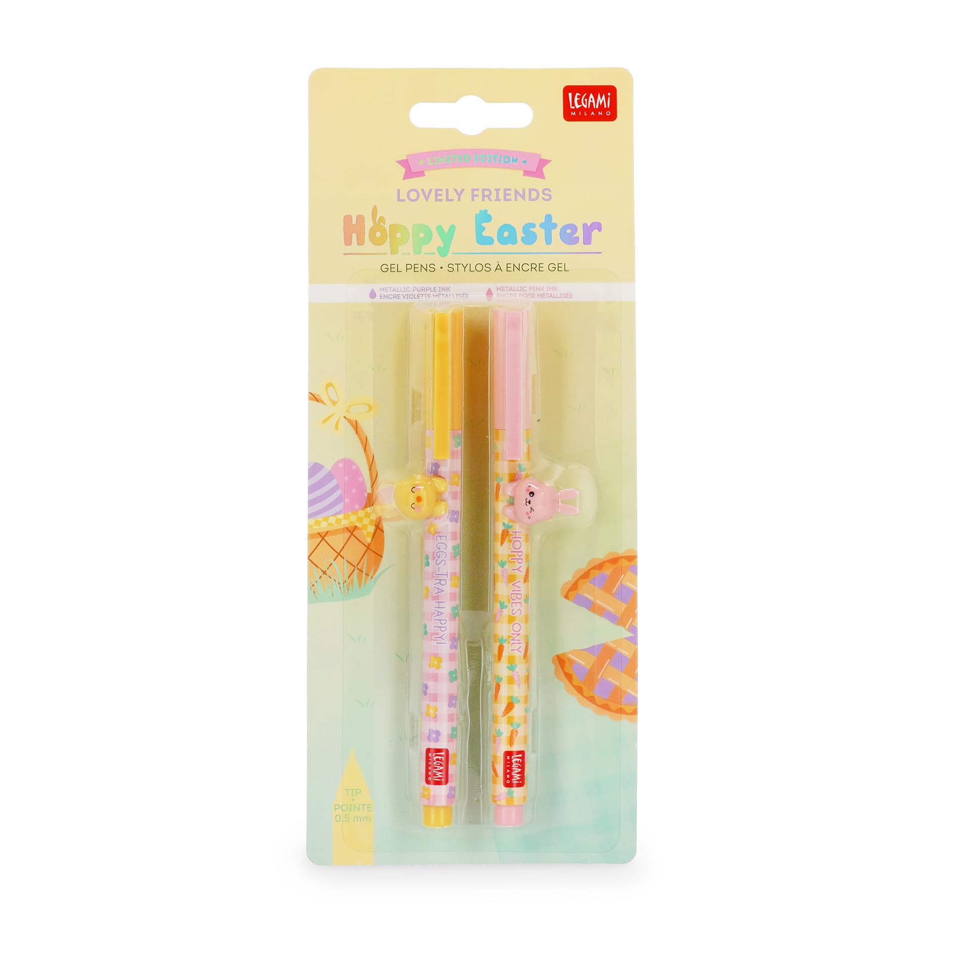 Lot de 2 Stylos Gel Lovely Friends Hoppy Easter Legami - Encre Rose et Violette – Image 5
