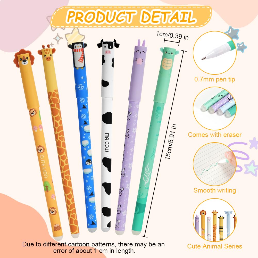 Lot de 12 Stylos Gel Effaçables Animaux AUAUY - Encre Thermosensible 0,7 mm – Image 2