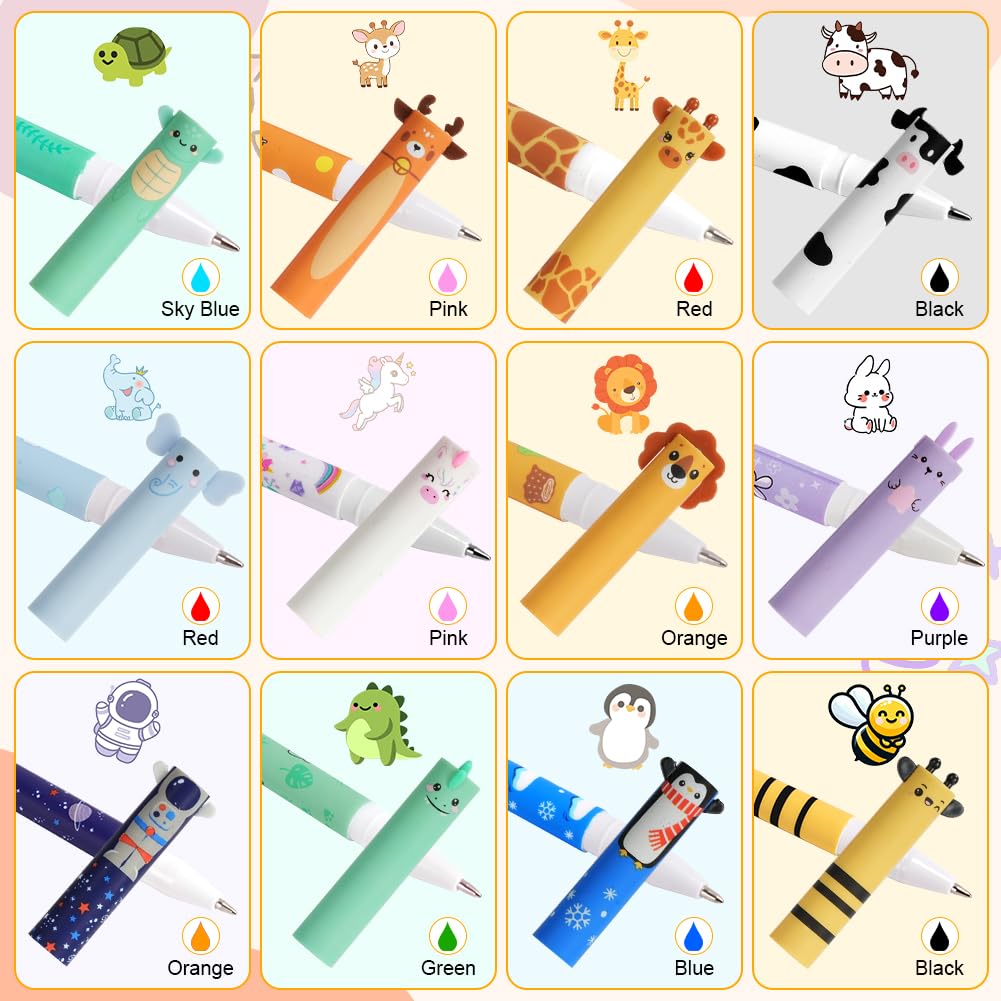 Lot de 12 Stylos Gel Effaçables Animaux AUAUY - Encre Thermosensible 0,7 mm – Image 3