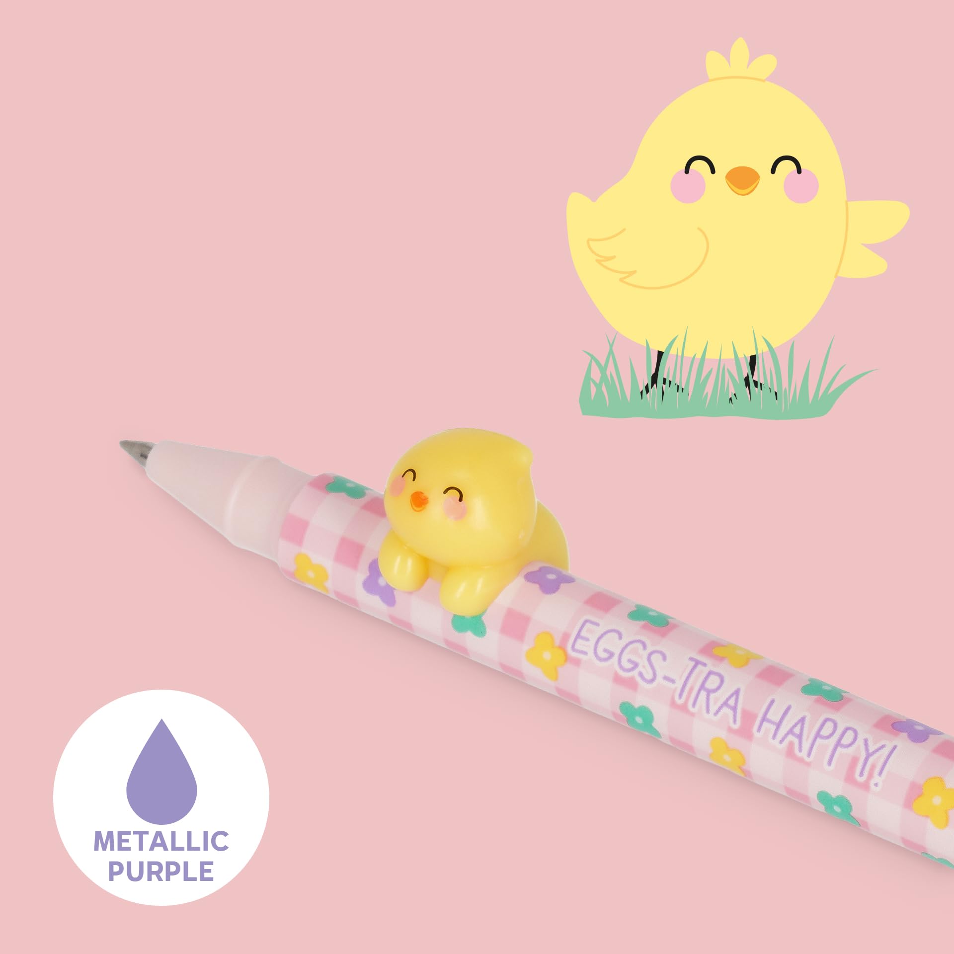 Lot de 2 Stylos Gel Lovely Friends Hoppy Easter Legami - Encre Rose et Violette – Image 3