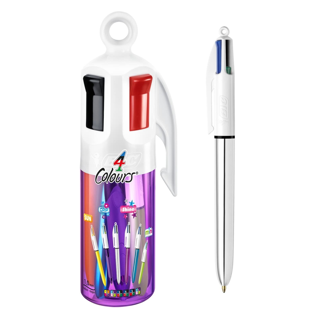 Stylo 4 Couleurs Bic - Pointe Moyenne 1 mm, Lot de 6